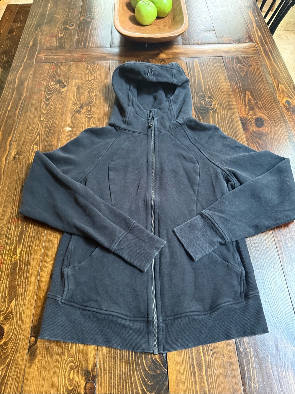lululemon athletica Black Zip Hoodie with Discreet Silver Logo Dot